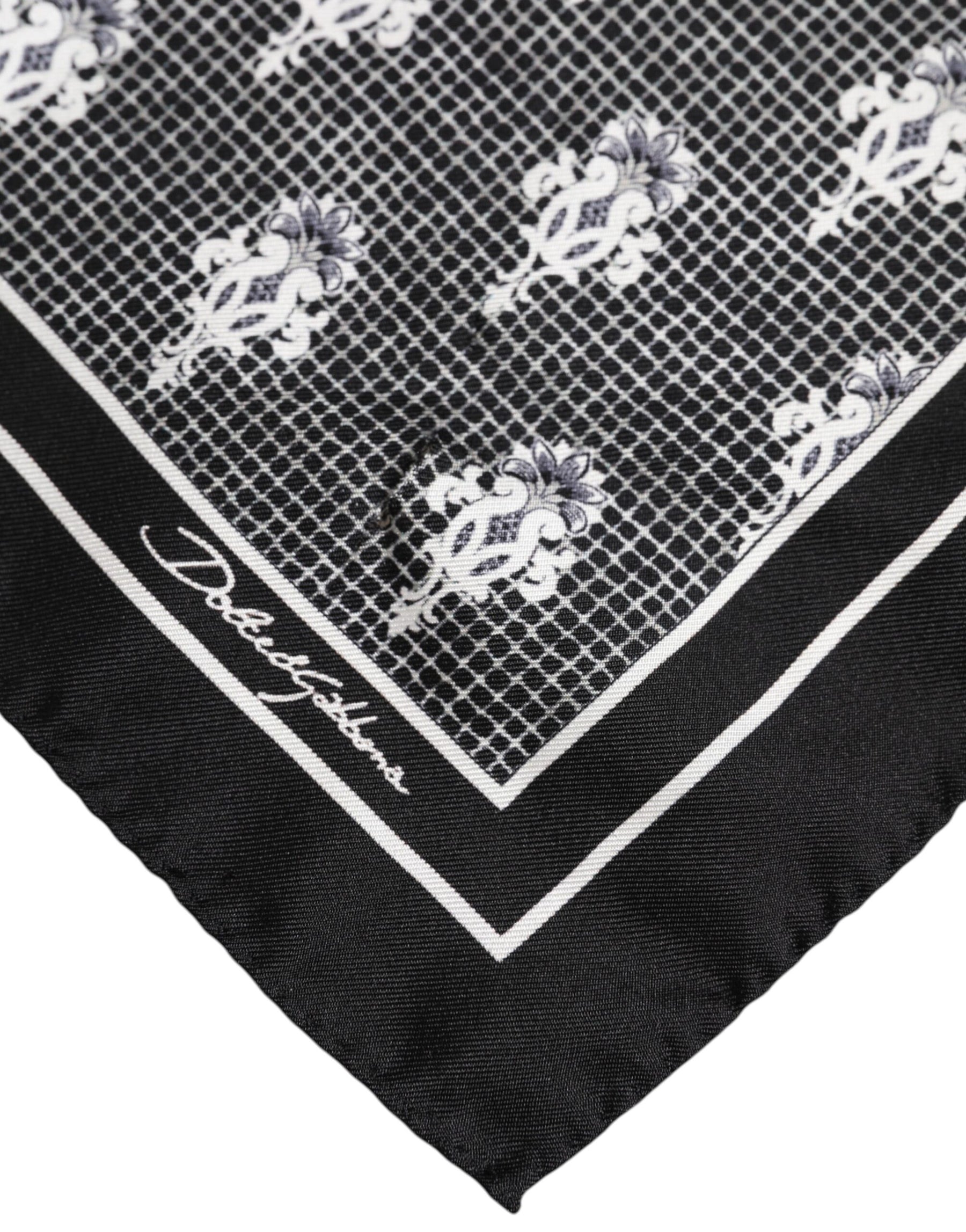 Dolce & Gabbana Black White Printed Square Foulard Scarf | Regal Royce