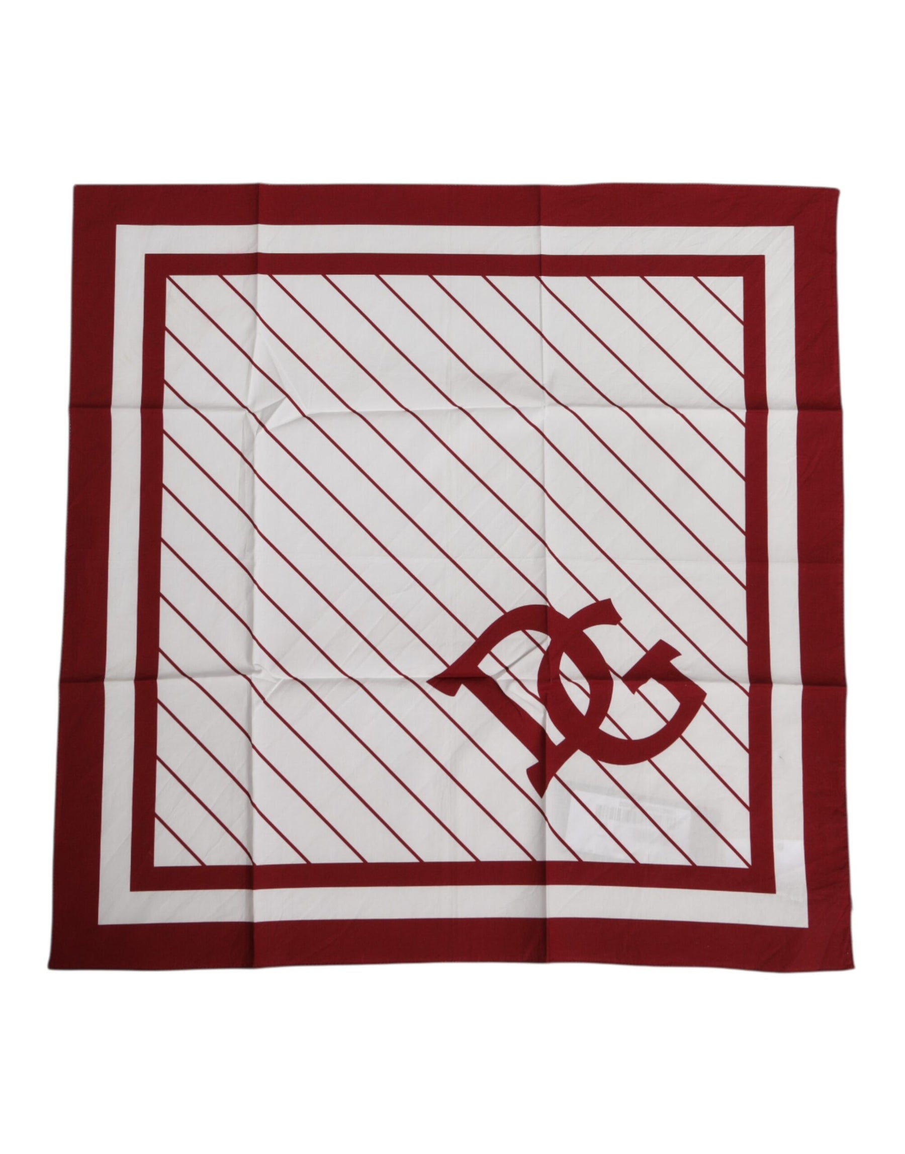 Dolce & Gabbana White Red DG Logo Square Men Foulard Scarf | Regal Royce