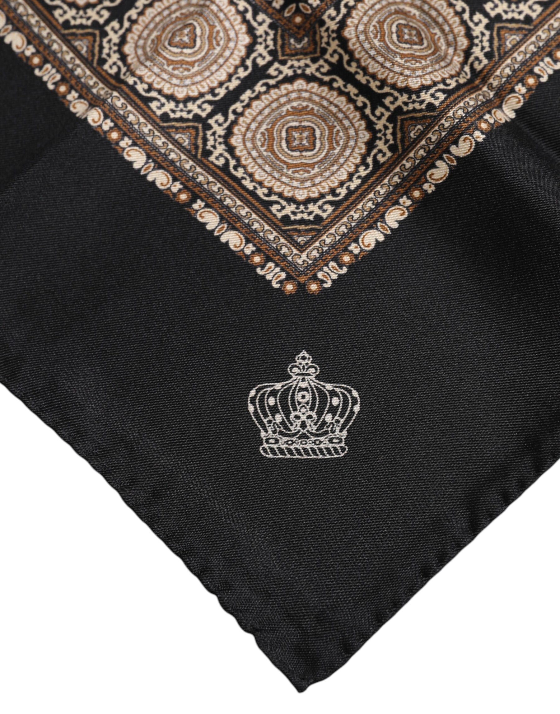 Dolce & Gabbana Black Brown Patterned Square Foulard Scarf | Regal Royce