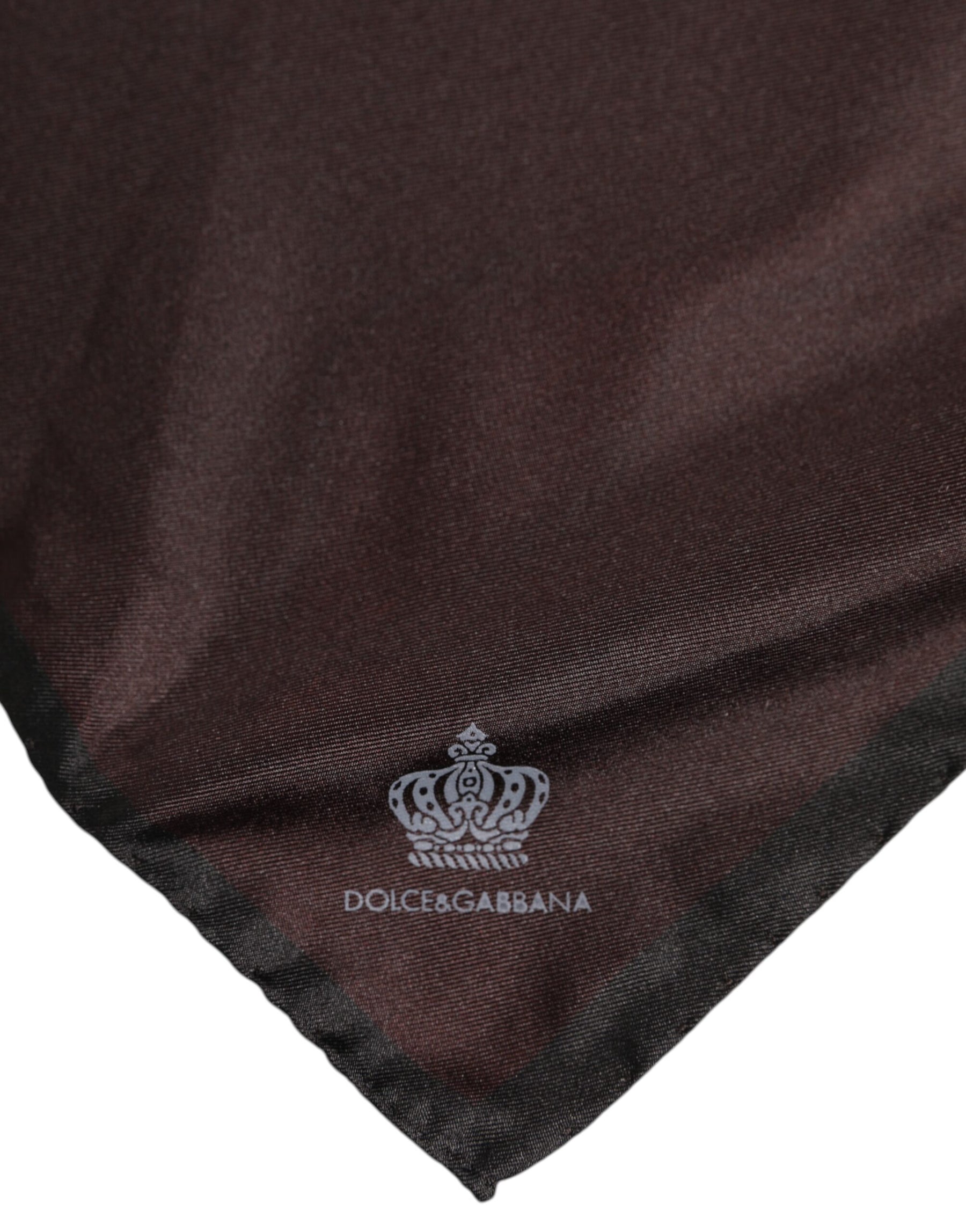 Dolce & Gabbana Brown DG Crown Silk Square Men Foulard Scarf | Regal Royce