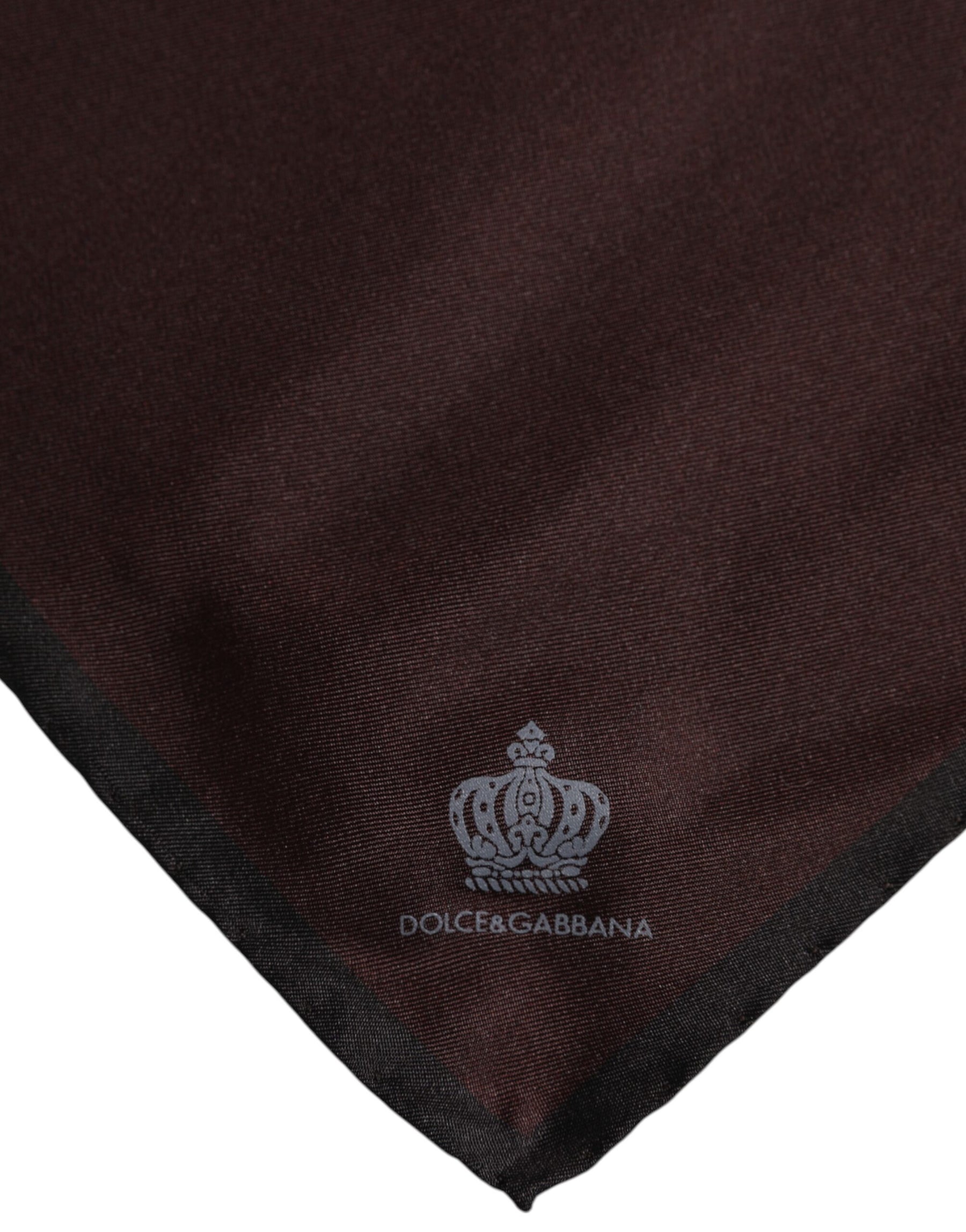 Dolce & Gabbana Brown DG Crown Silk Square Men Foulard Scarf | Regal Royce