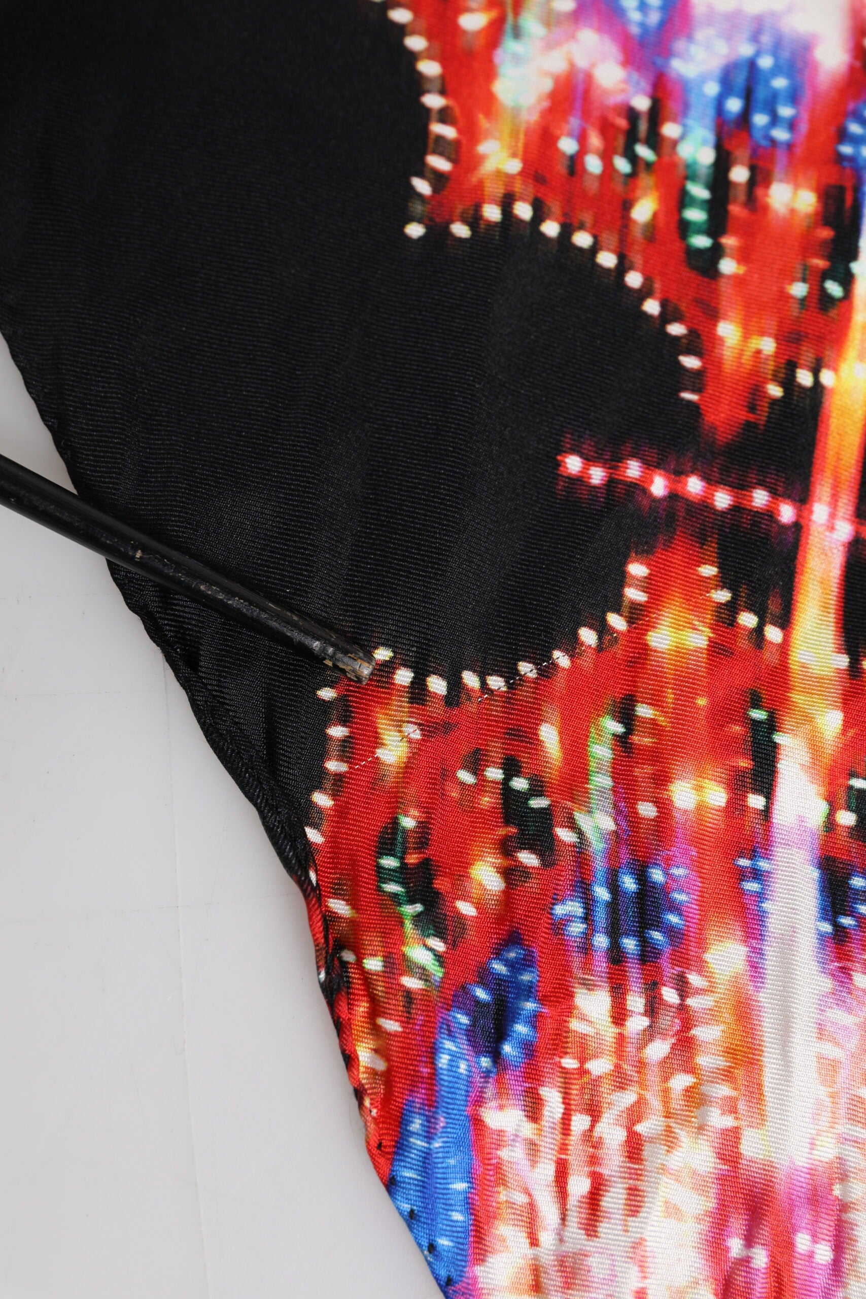 Dolce & Gabbana Black Multicolor Print Square Foulard Scarf | Regal Royce