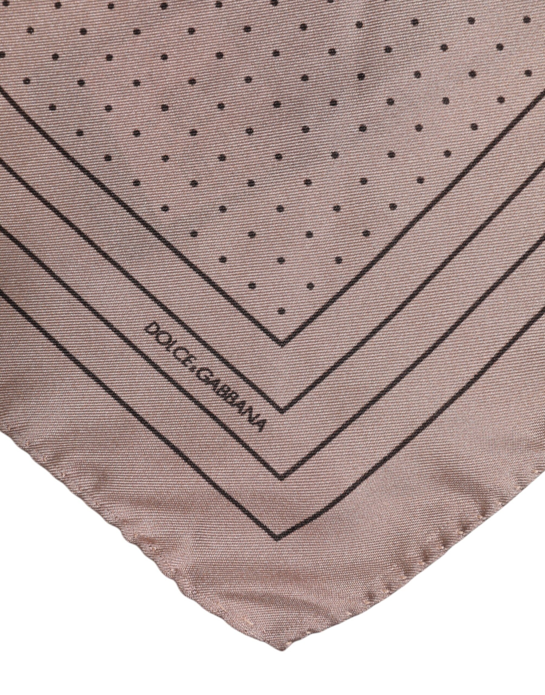 Dolce & Gabbana Beige Dotted Silk Square Men Foulard Scarf | Regal Royce