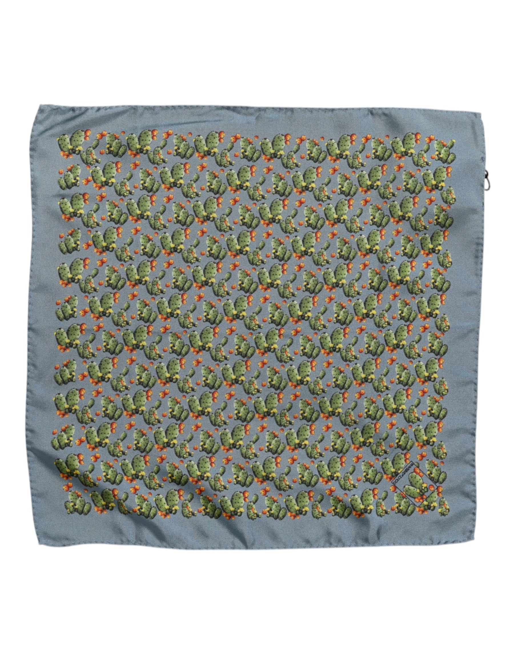 Dolce & Gabbana Gray Green Cactus Print Square Foulard Scarf | Regal Royce