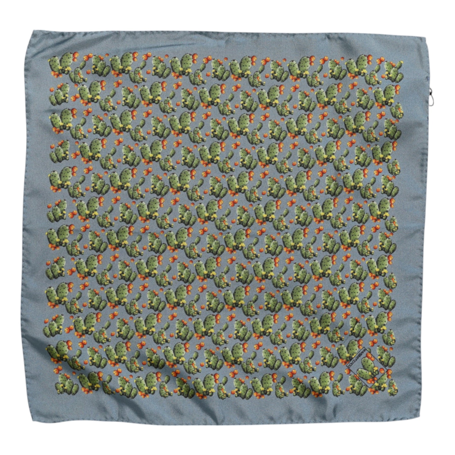 Dolce & Gabbana Gray Green Cactus Print Square Foulard Scarf | Regal Royce