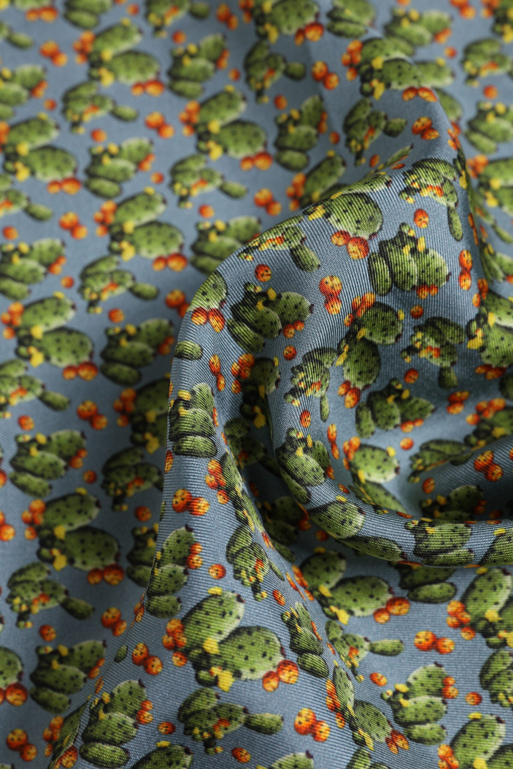 Dolce & Gabbana Gray Green Cactus Print Square Foulard Scarf | Regal Royce