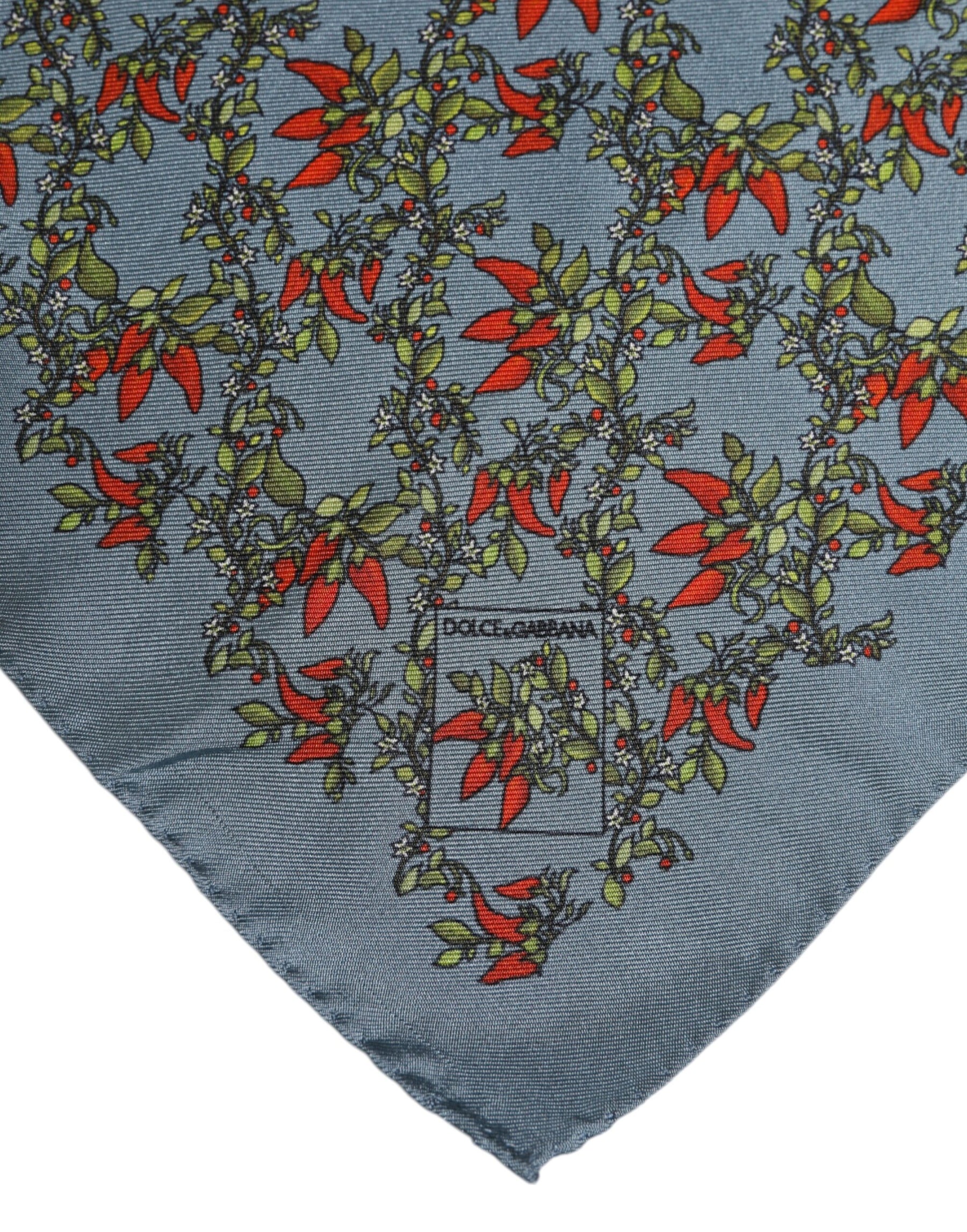Dolce & Gabbana Gray Chilis Silk Square Men Foulard Scarf | Regal Royce