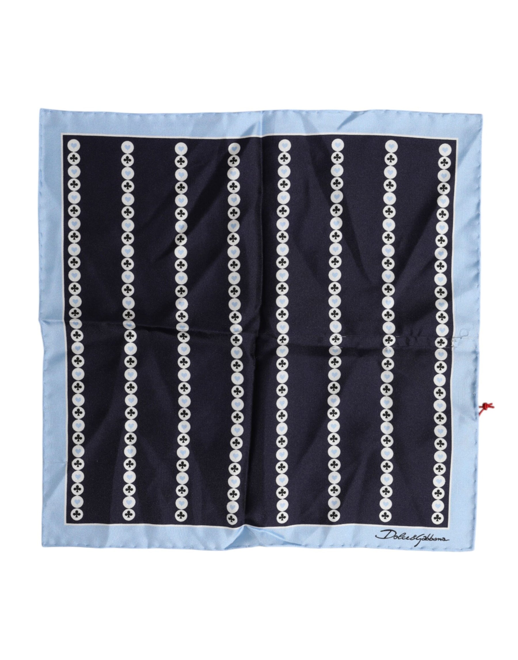 Dolce & Gabbana Blue Printed Silk Square Men Foulard Scarf | Regal Royce