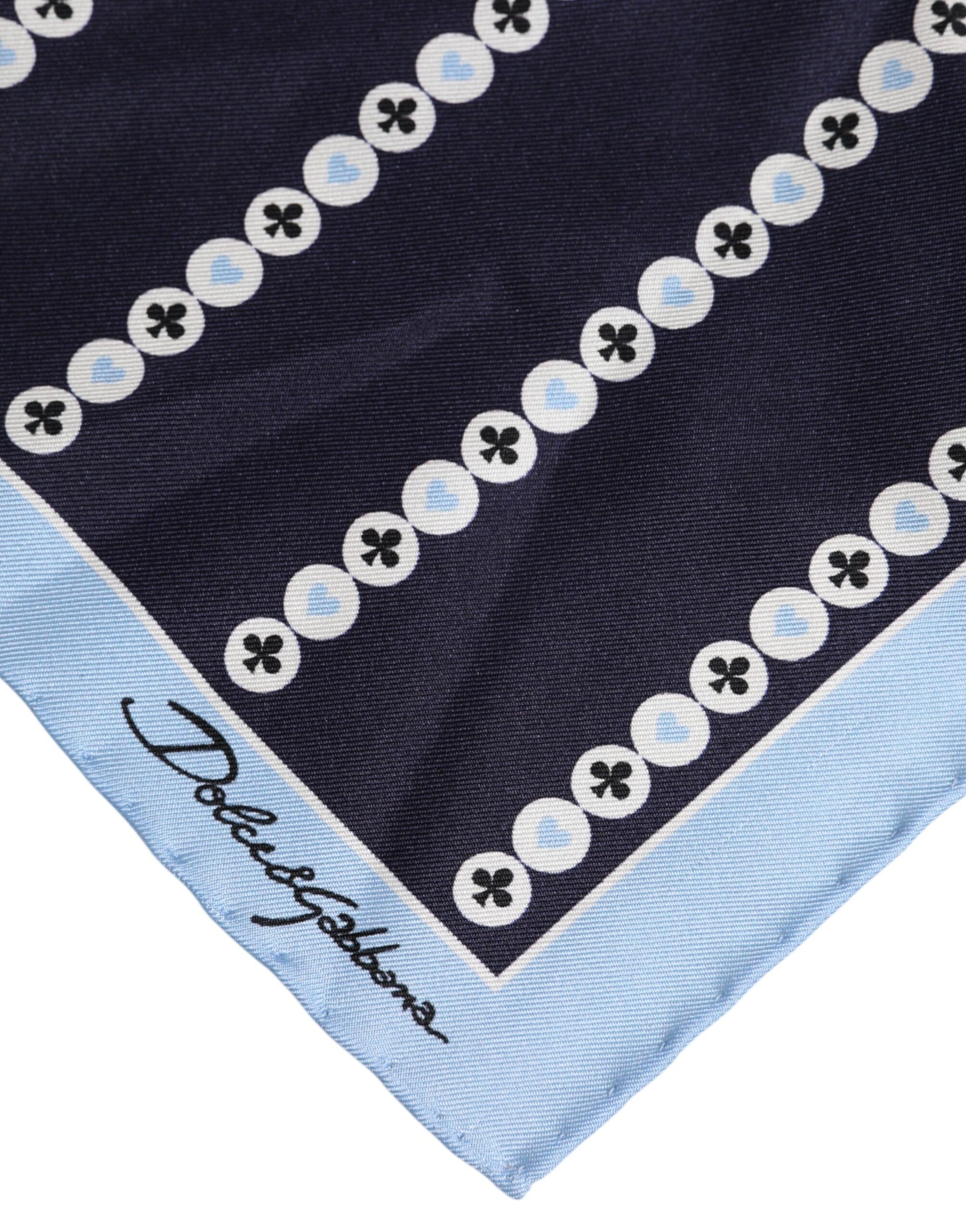 Dolce & Gabbana Blue Printed Silk Square Men Foulard Scarf | Regal Royce