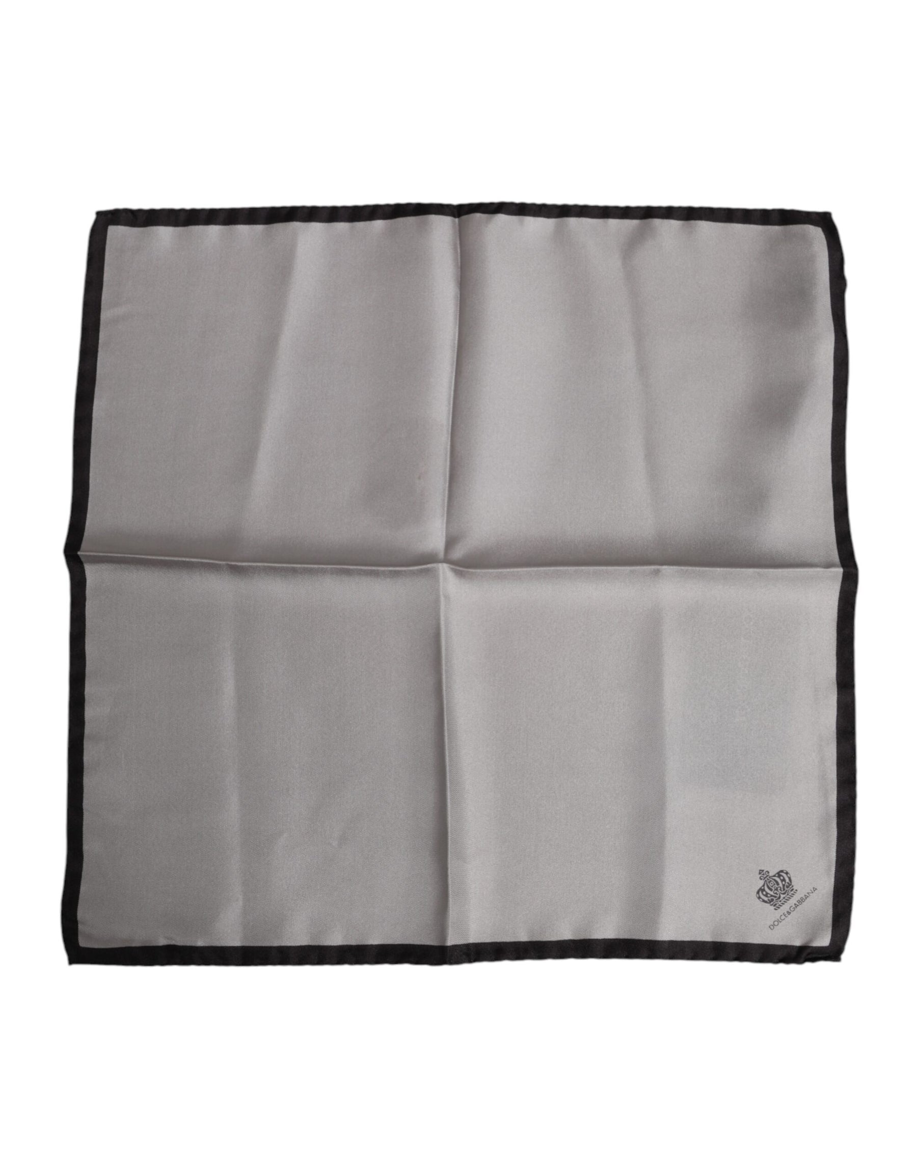 Dolce & Gabbana Gray DG Crown Silk Square Men Foulard Scarf | Regal Royce