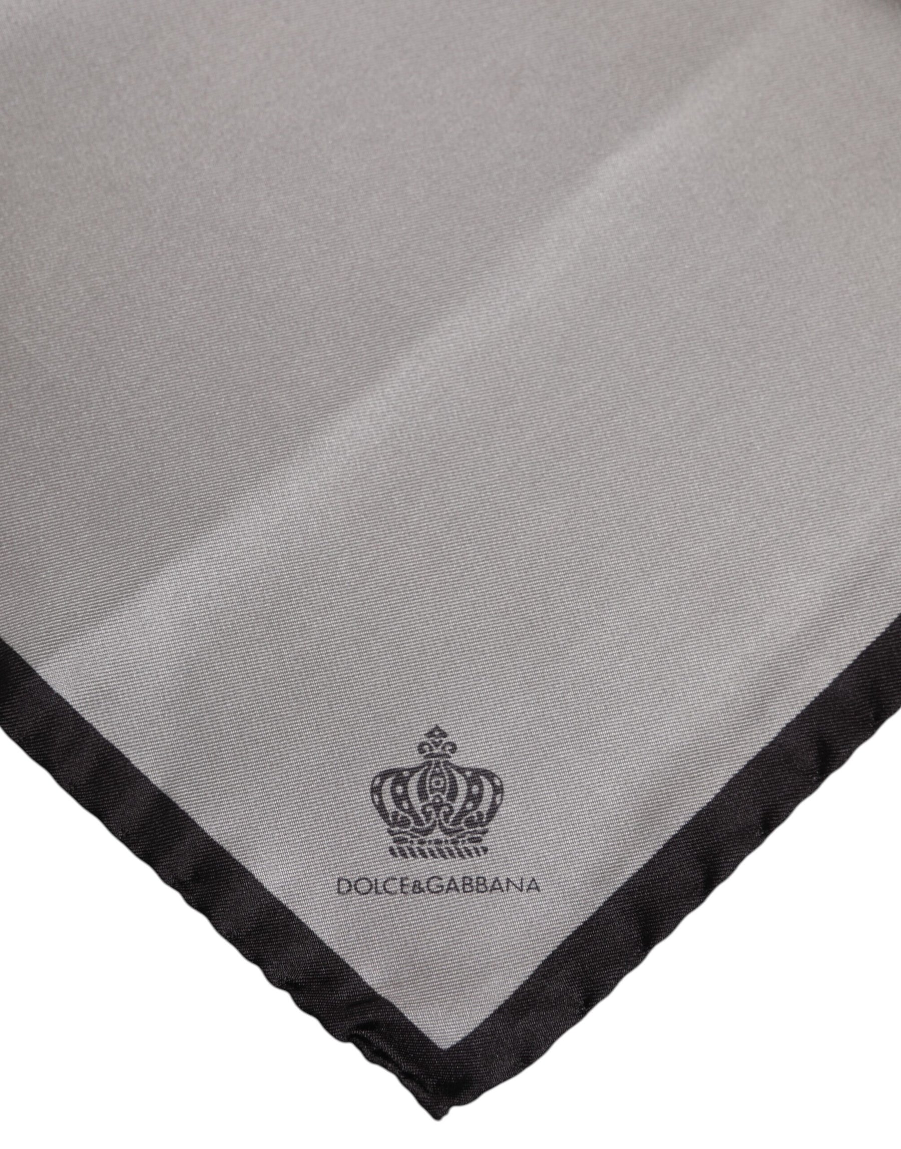 Dolce & Gabbana Gray DG Crown Silk Square Men Foulard Scarf | Regal Royce