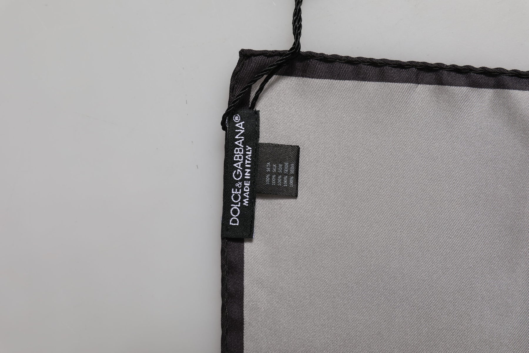 Dolce & Gabbana Gray DG Crown Silk Square Men Foulard Scarf | Regal Royce