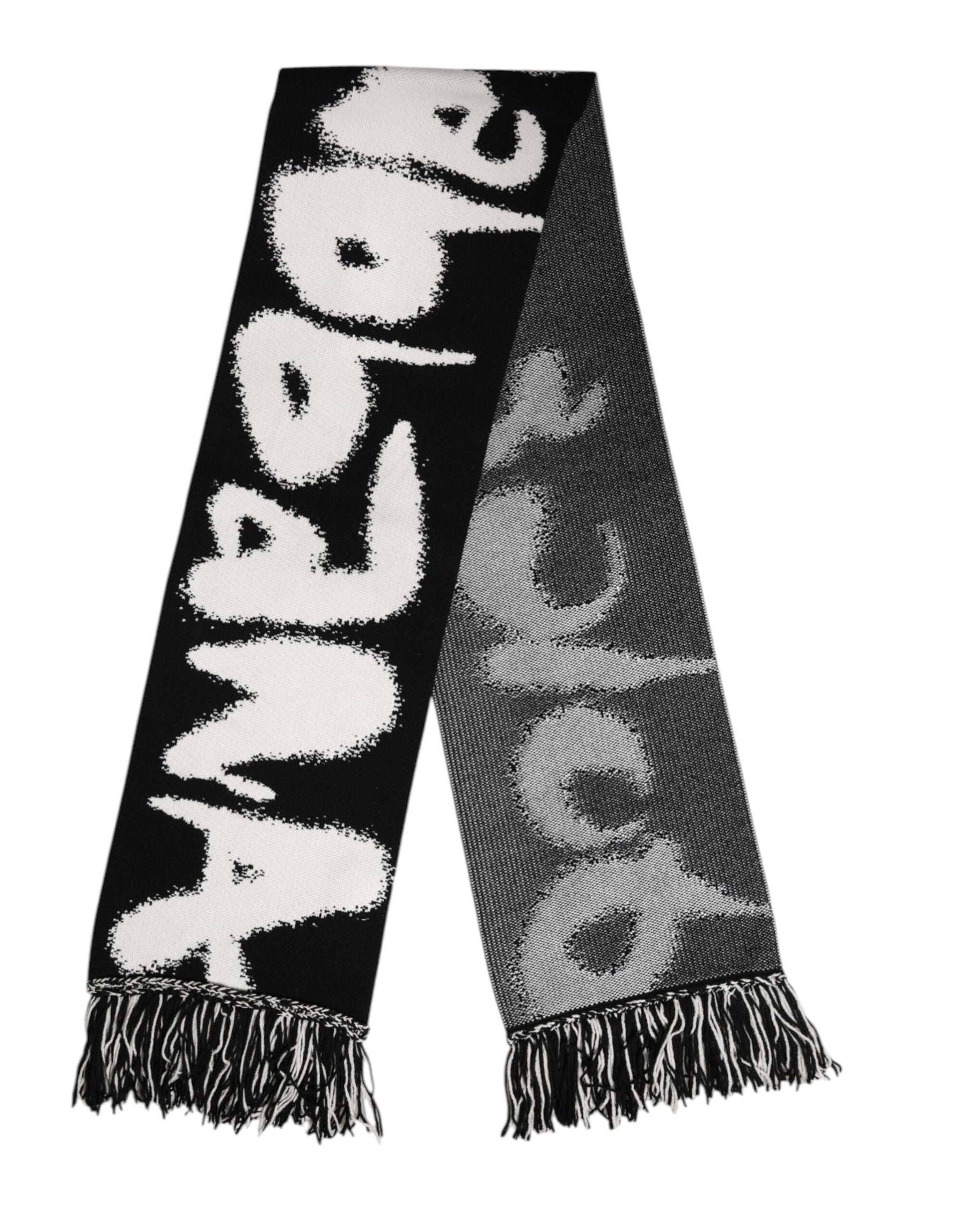Dolce & Gabbana Black Logo Neck Warmer Wrap Men Shawl Scarf | Regal Royce