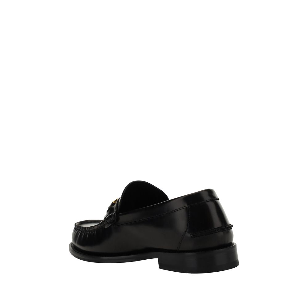 Versace Black Calf Leather Bos Taurus Slip-On Loafers | Regal Royce