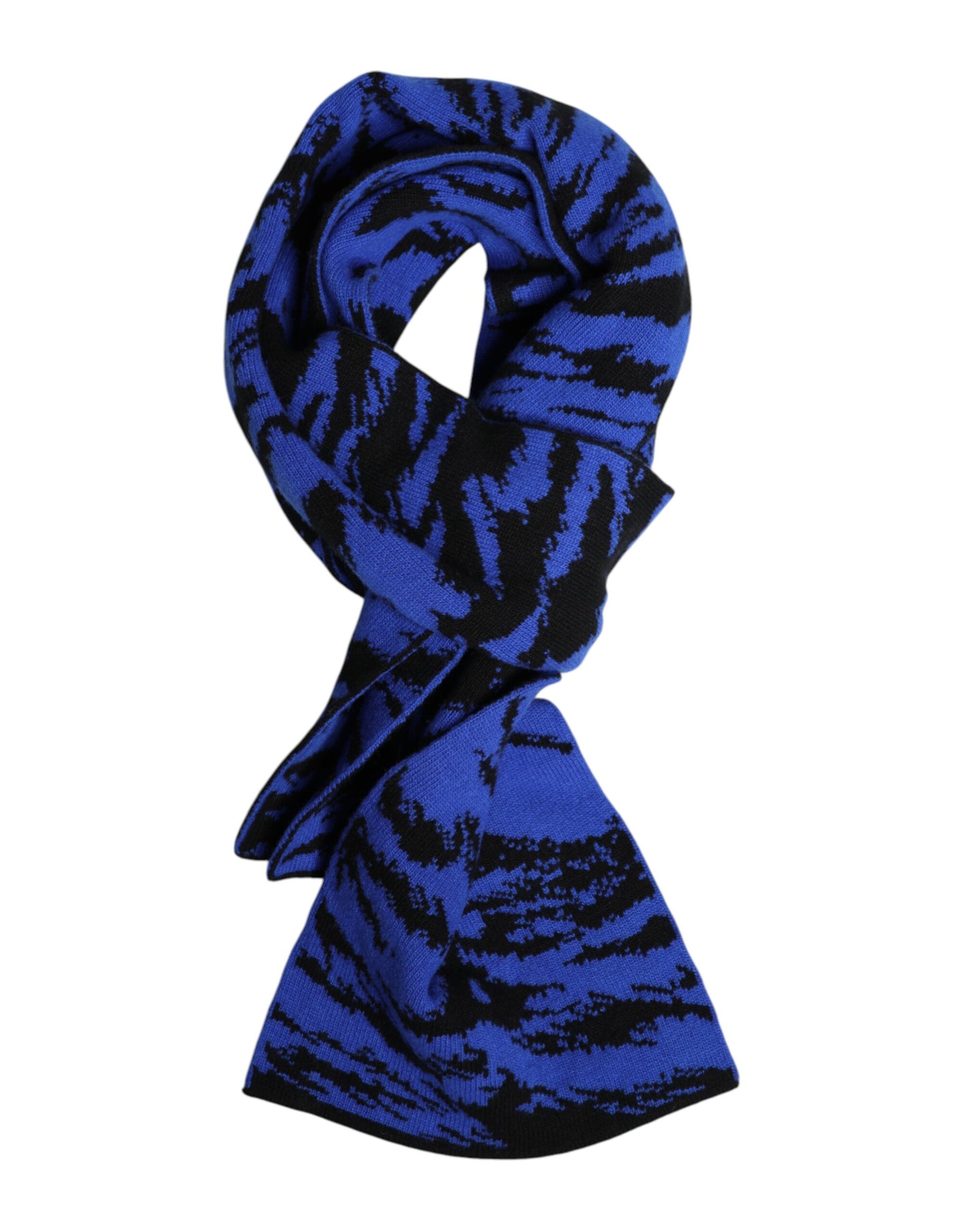 Dolce & Gabbana Blue Black Logo Neck Warmer Wrap Shawl Scarf | Regal Royce
