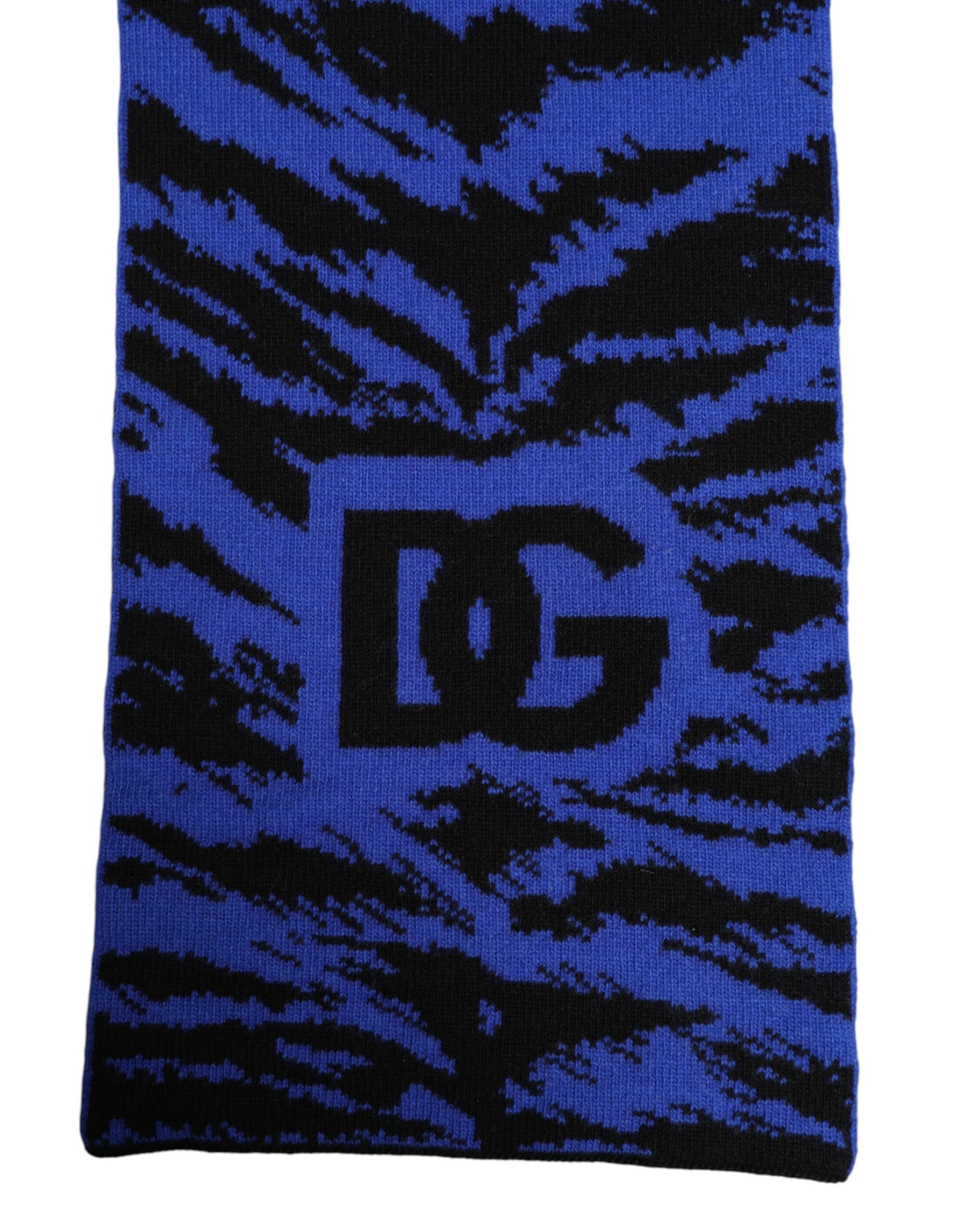 Dolce & Gabbana Blue Black Logo Neck Warmer Wrap Shawl Scarf | Regal Royce