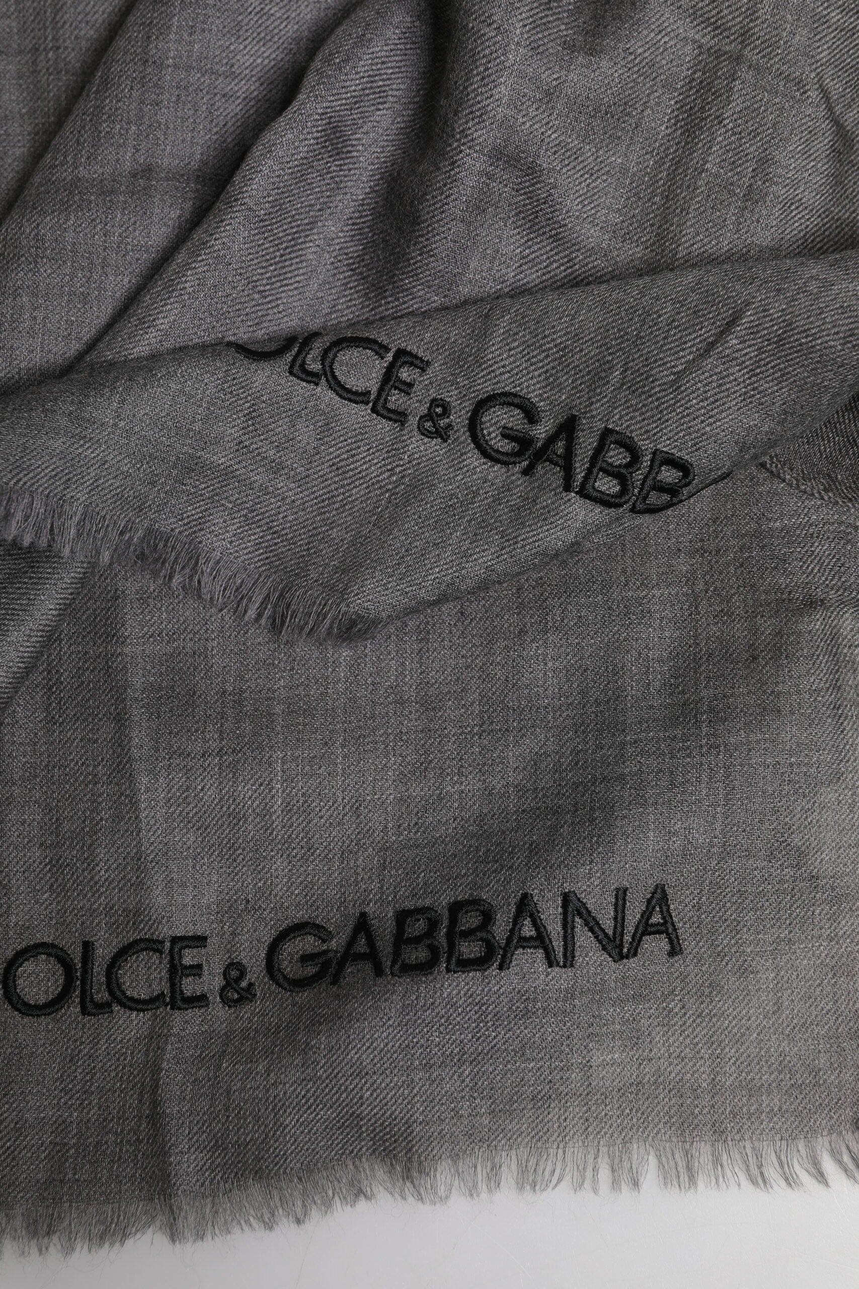 Dolce & Gabbana Gray Logo Print Neck Warmer Wrap Shawl Scarf | Regal Royce