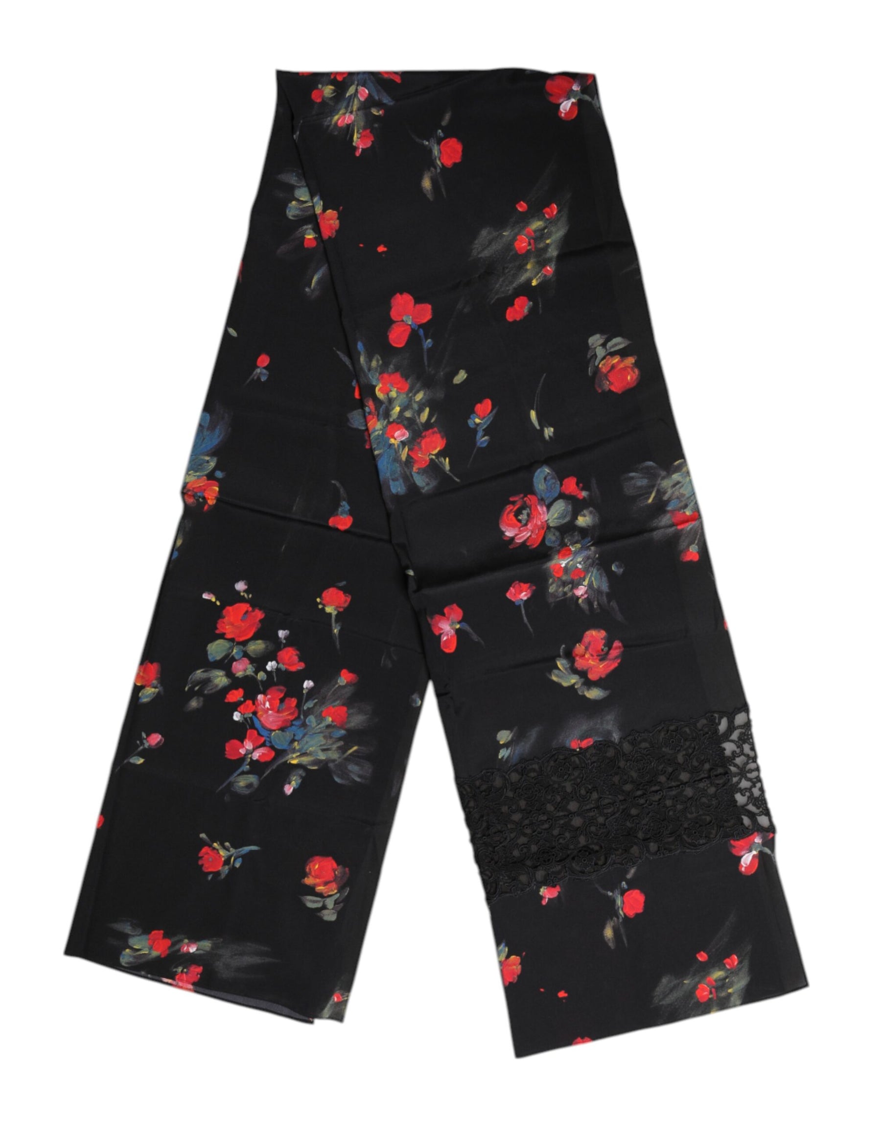 Dolce & Gabbana Black Floral Print Neck Warmer Wrap Scarf | Regal Royce