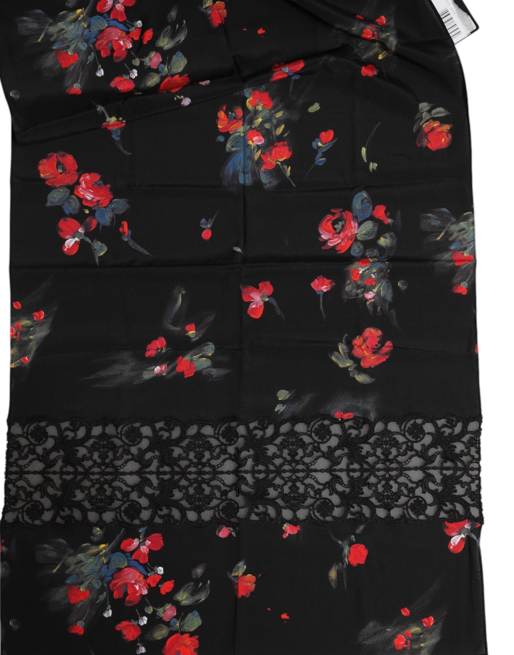 Dolce & Gabbana Black Floral Print Neck Warmer Wrap Scarf | Regal Royce