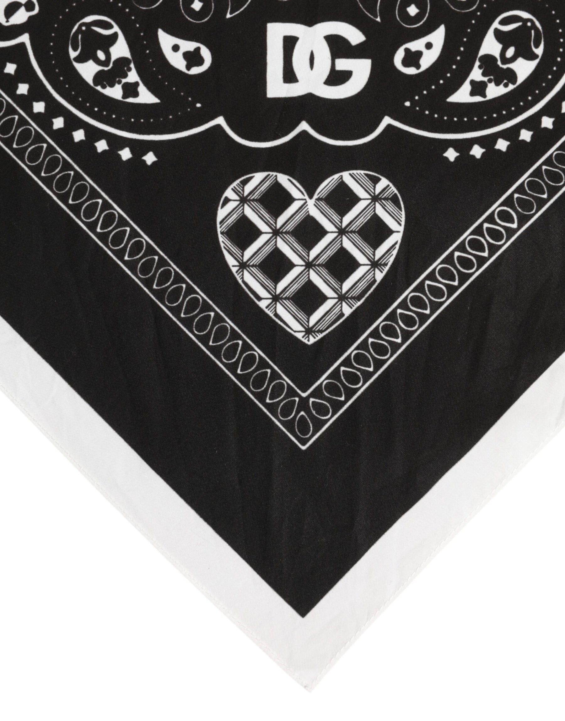 Dolce & Gabbana Black White Bandana Square Men Foulard Scarf | Regal Royce