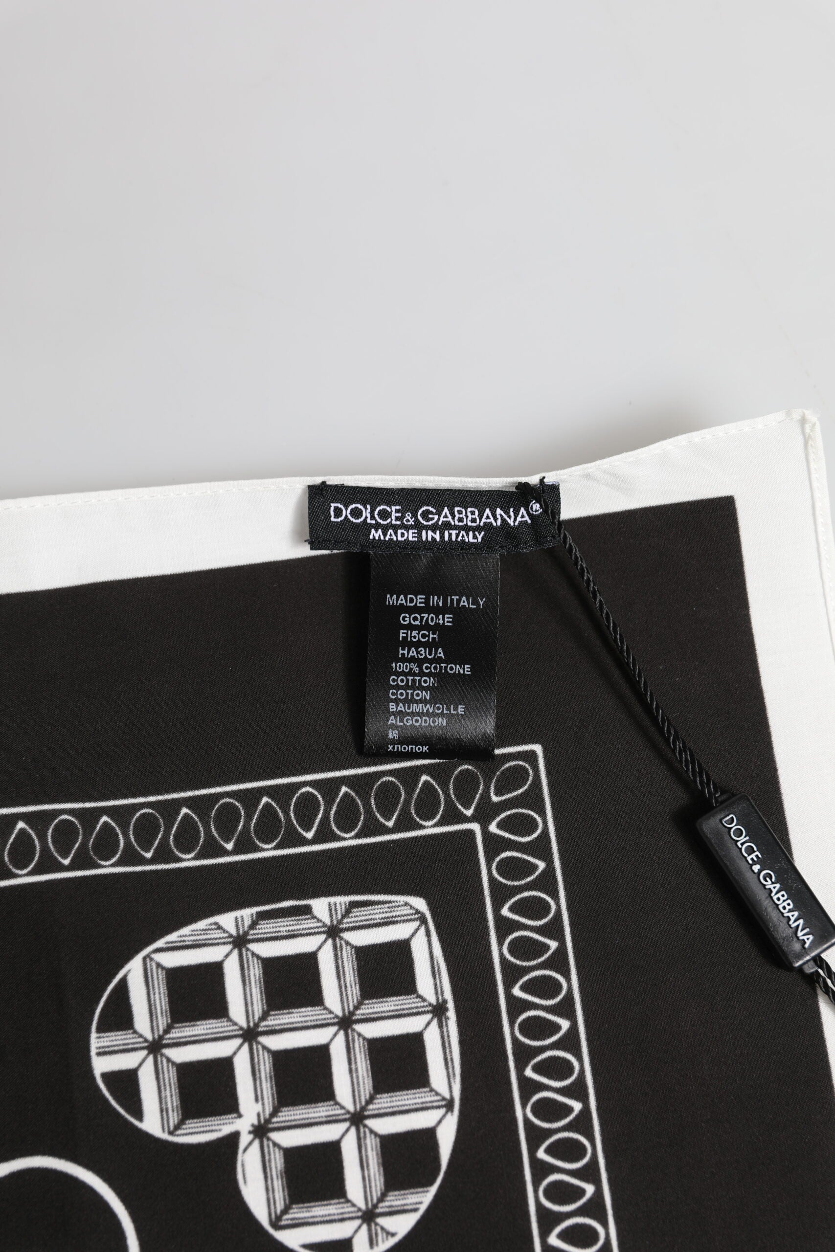 Dolce & Gabbana Black White Bandana Square Men Foulard Scarf | Regal Royce