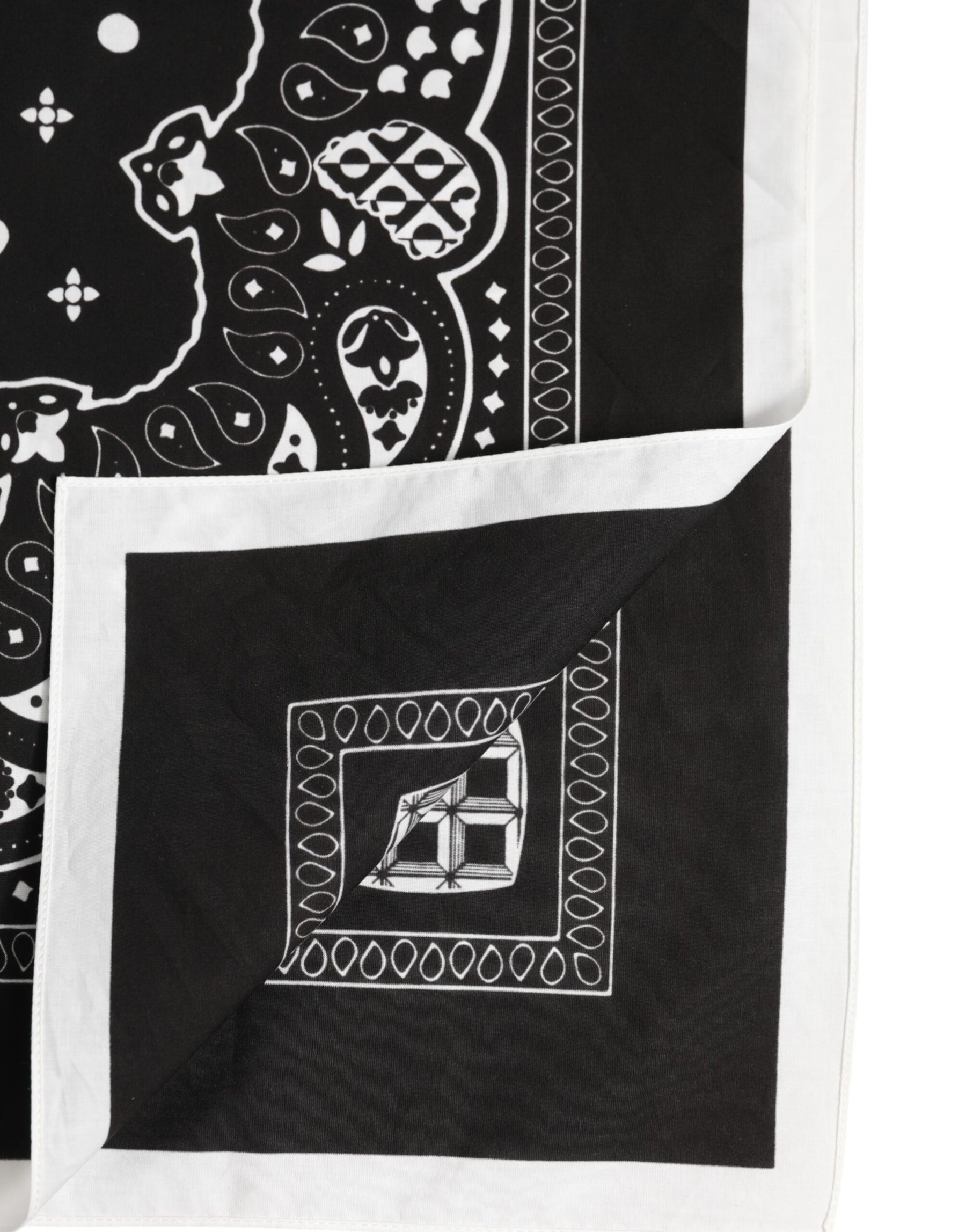 Dolce & Gabbana Black White Bandana Square Men Foulard Scarf | Regal Royce