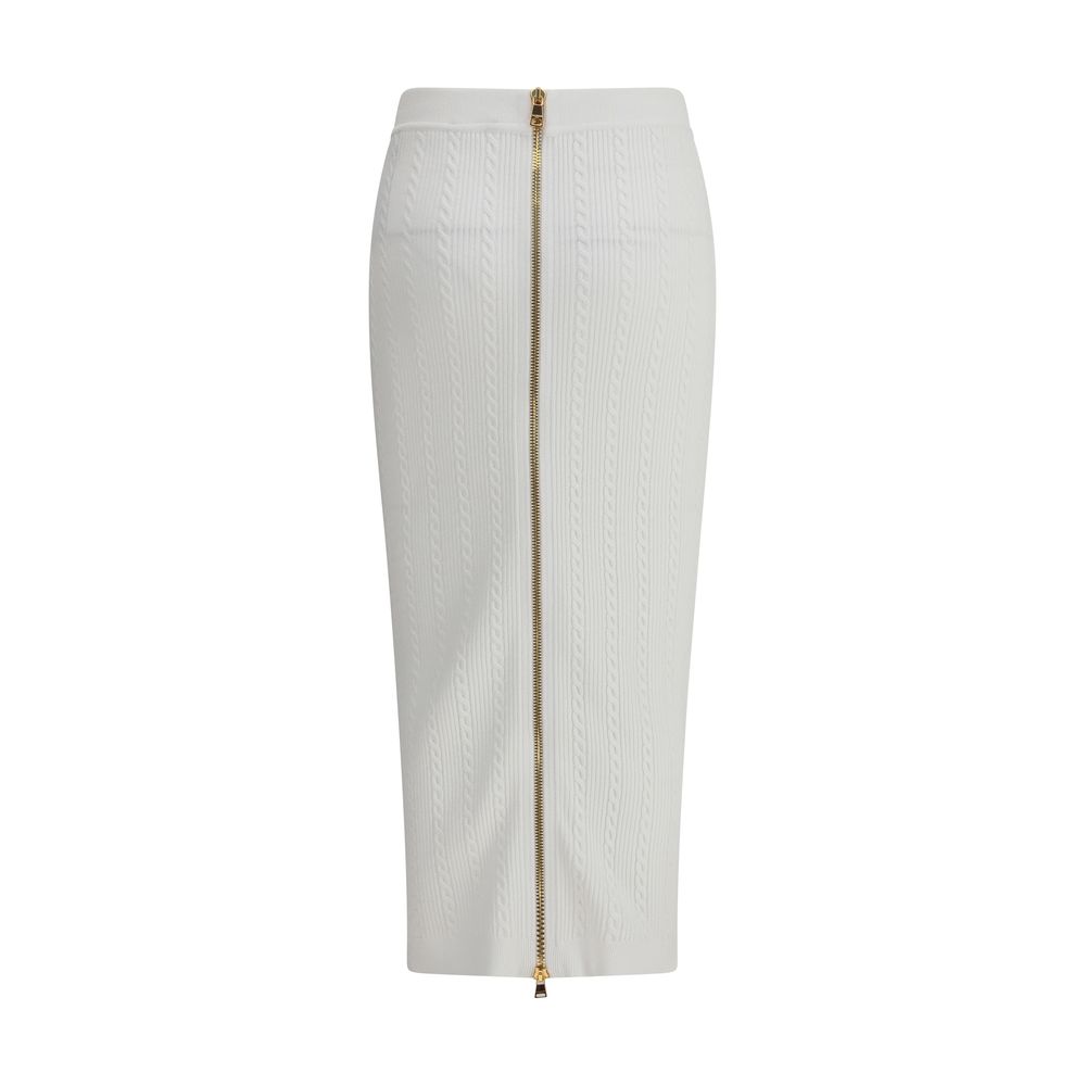 Balmain White Viscose Midi Skirt | Regal Royce