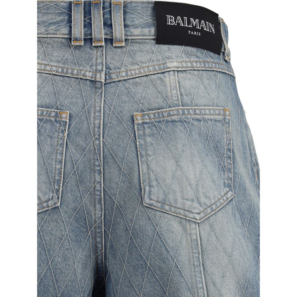 Balmain Light Blue Cotton Bermuda Shorts | Regal Royce