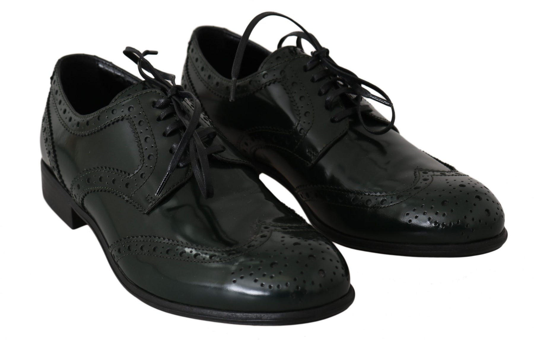 Dolce & Gabbana Green Leather Broque Oxford Wingtip Shoes | Regal Royce