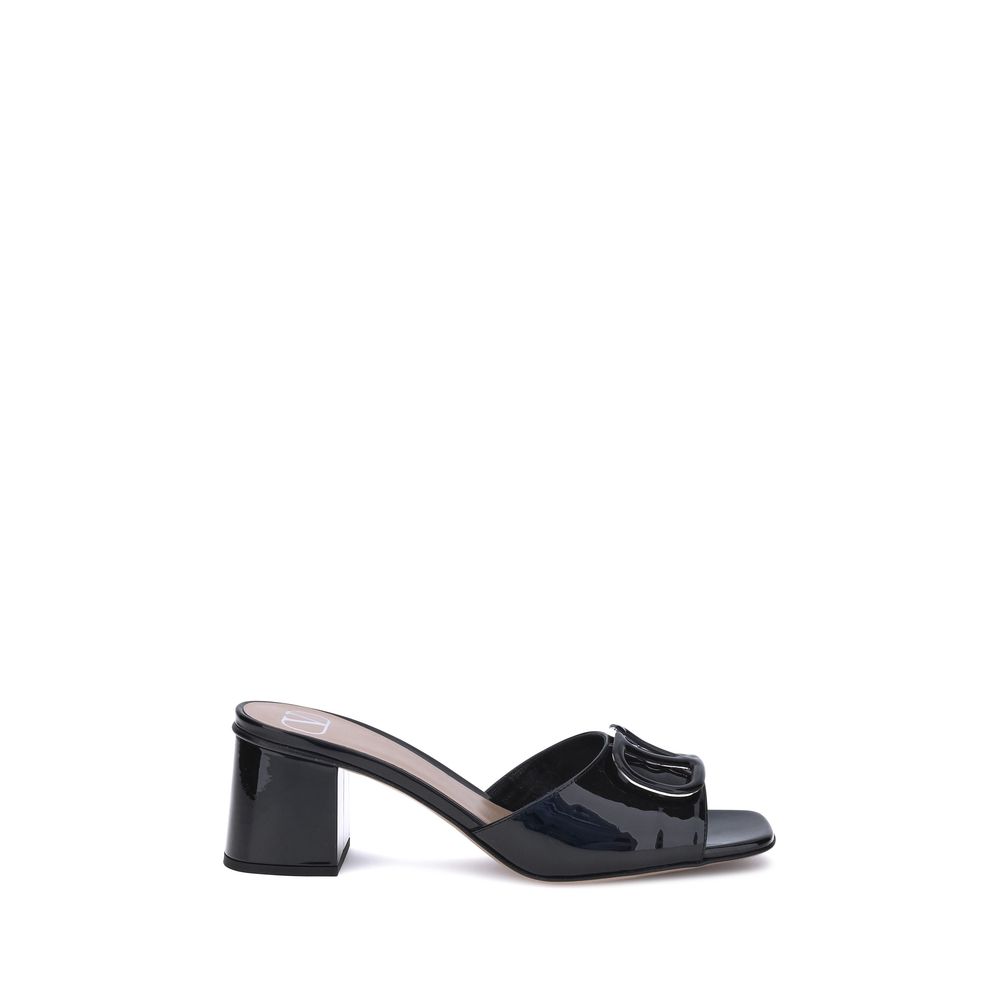 Valentino Garavani Black Calf Leather Bos Taurus Flat Sandals | Regal Royce