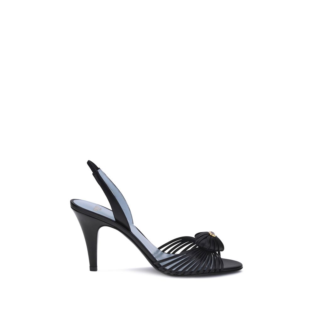 Valentino Garavani Black Calf Leather Bos Taurus Stiletto Heel Sandals | Regal Royce