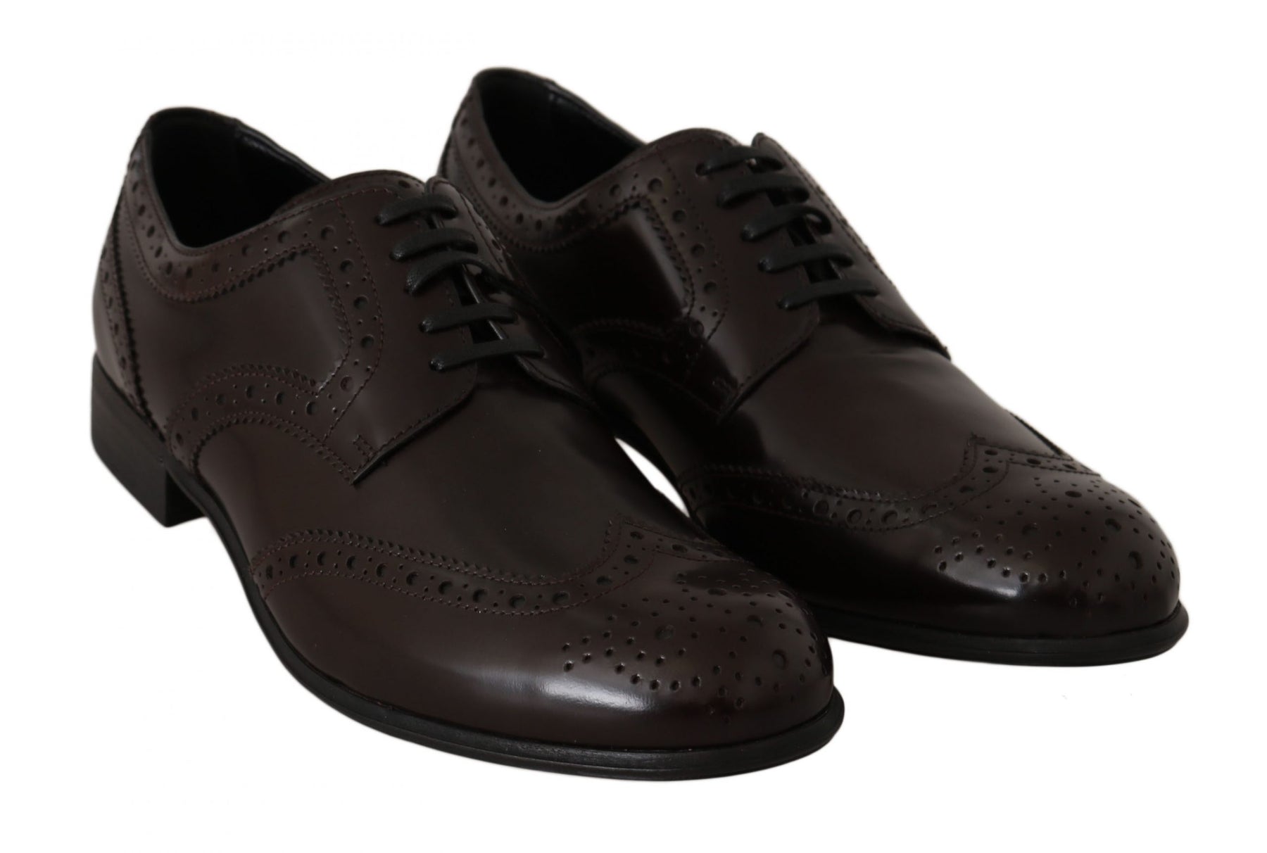 Dolce & Gabbana Brown Leather Broques Oxford Wingtip Shoes | Regal Royce