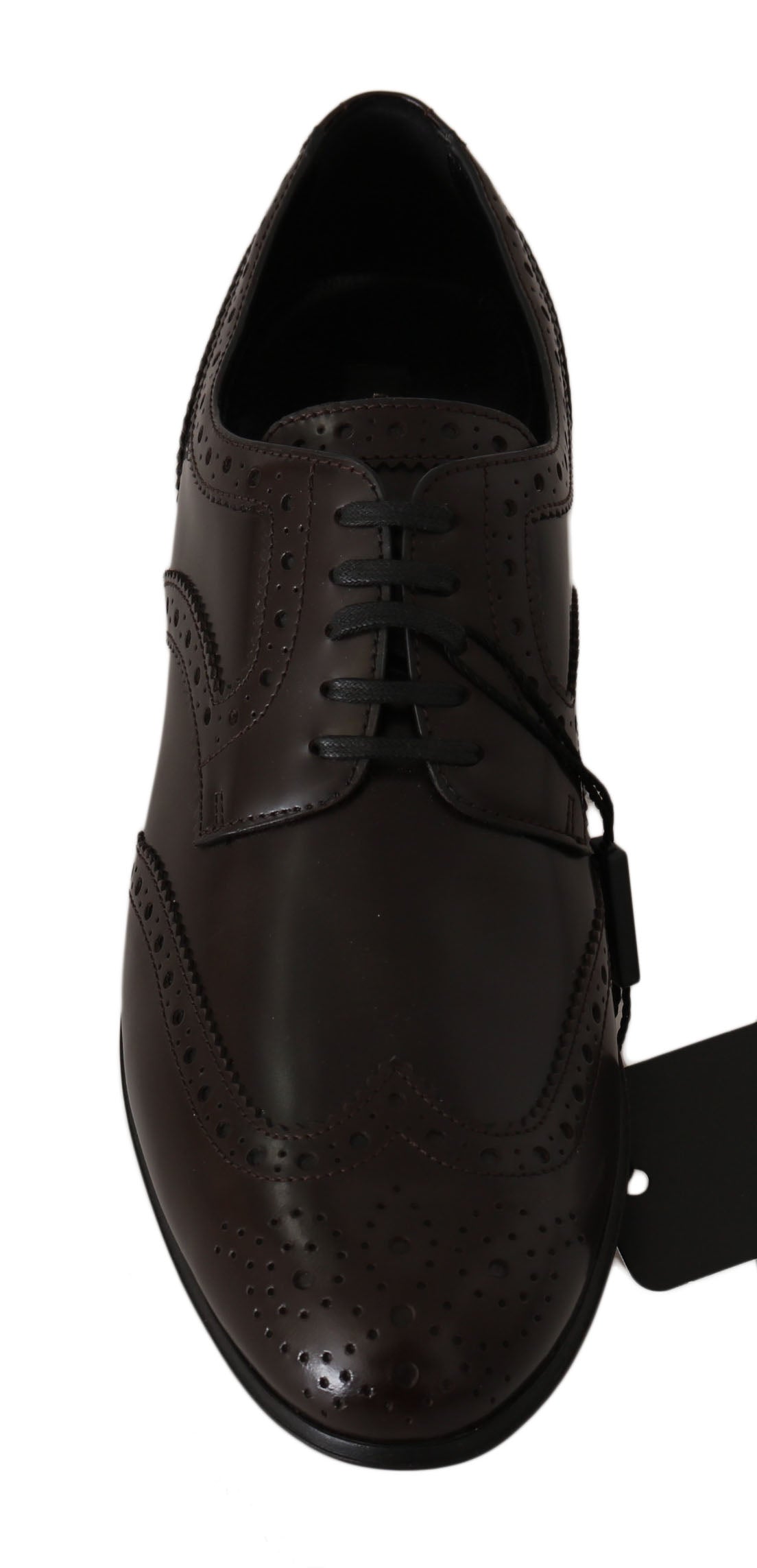 Dolce & Gabbana Brown Leather Broques Oxford Wingtip Shoes | Regal Royce