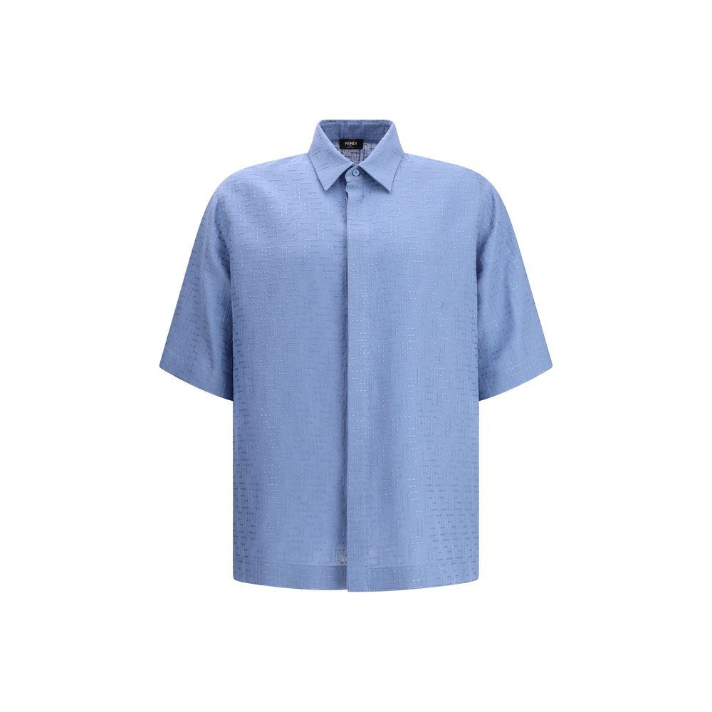 Fendi Light Blue Linen Shortsleeve Shirt | Regal Royce