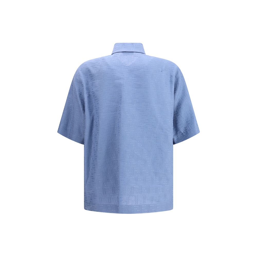 Fendi Light Blue Linen Shortsleeve Shirt | Regal Royce