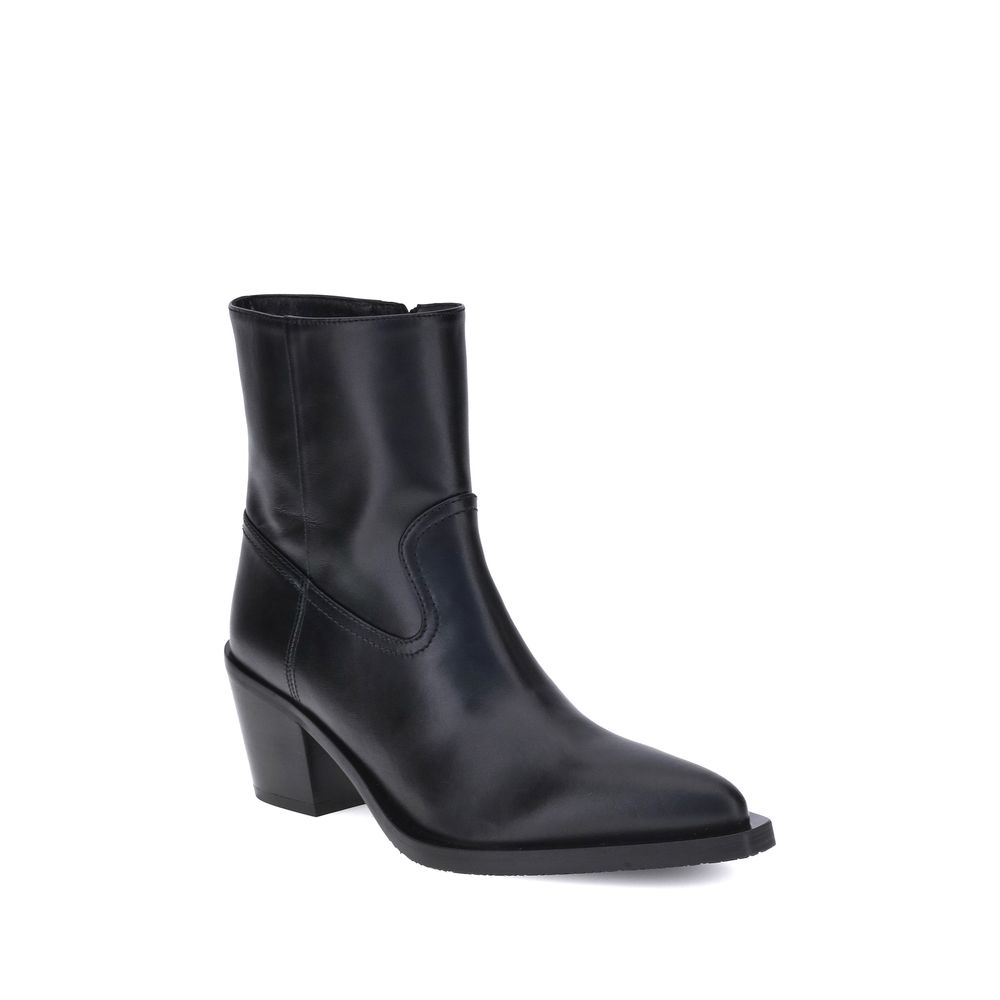 Stuart Weitzman Black Calf Leather Bos Taurus Ankle Boots | Regal Royce