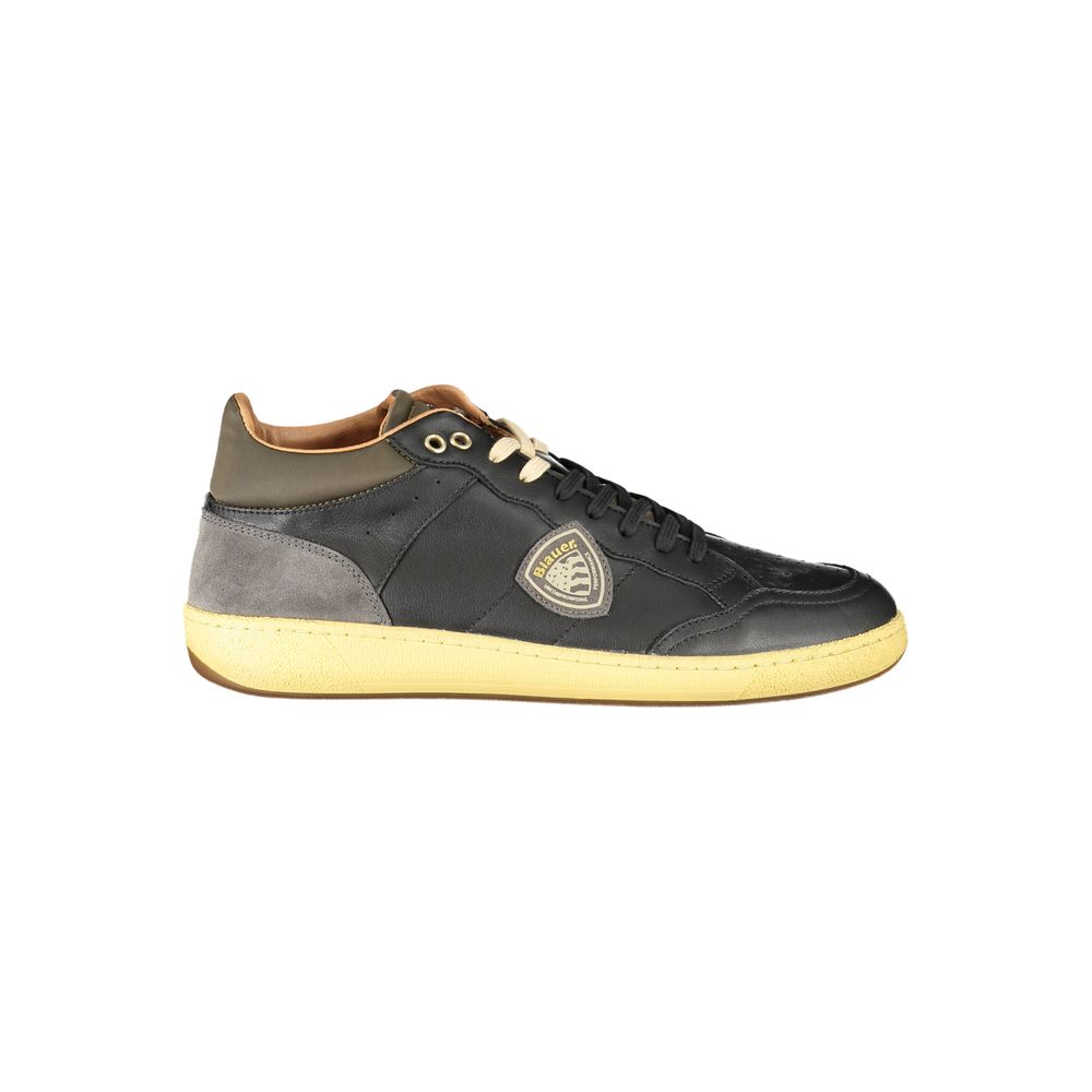 Blauer Black Leather Men Sneaker | Regal Royce
