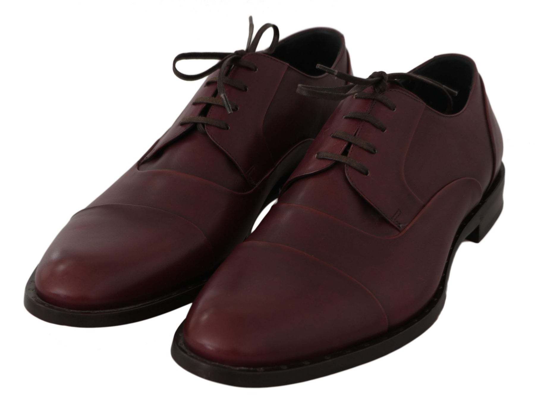 Dolce & Gabbana Red Bordeaux Leather Derby Formal Shoes | Regal Royce