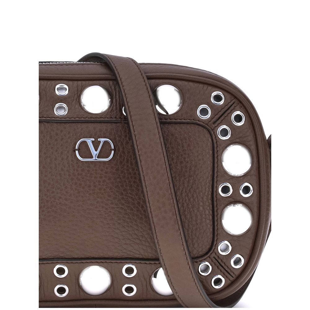 Valentino Garavani Brown Calf Leather Bos Taurus Shoulder Bag | Regal Royce