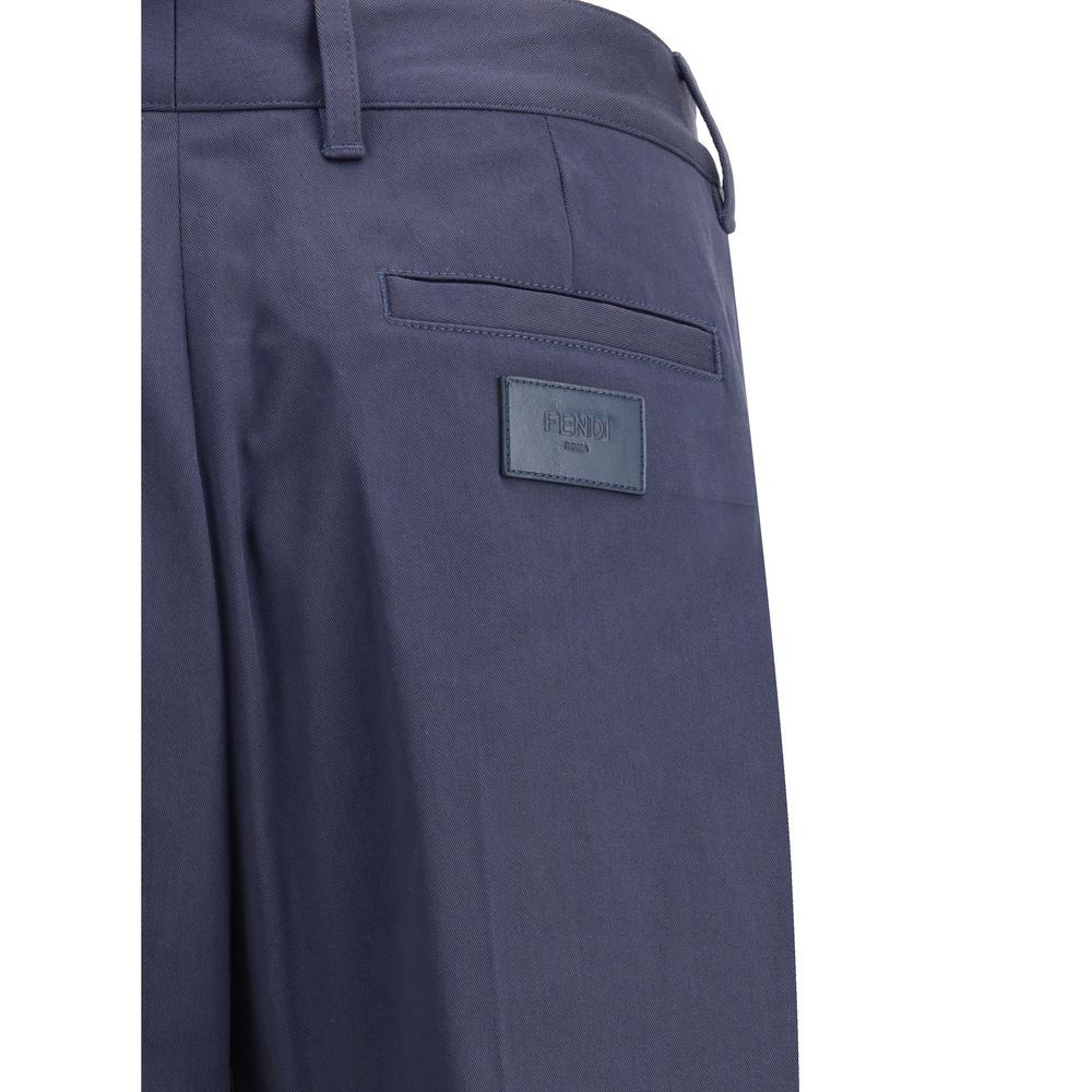 Fendi Blue Cotton Casual Pants | Regal Royce
