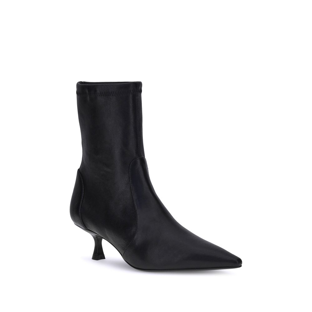 Stuart Weitzman Black Calf Leather Bos Taurus Ankle Boots | Regal Royce