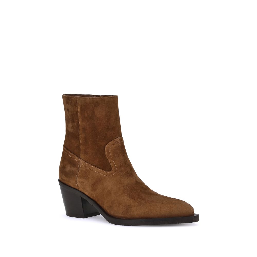 Stuart Weitzman Brown Calf Leather Bos Taurus Ankle Boots | Regal Royce