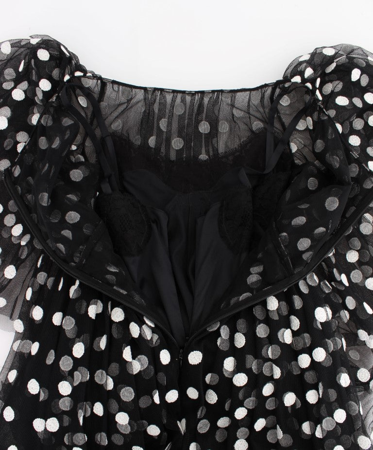 Dolce & Gabbana Black White Polka Dotted Ruffled Dress | Regal Royce