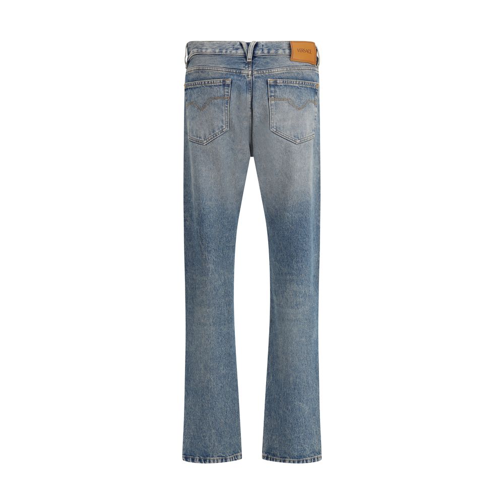 Versace Blue Cotton Straight-Leg Jeans | Regal Royce
