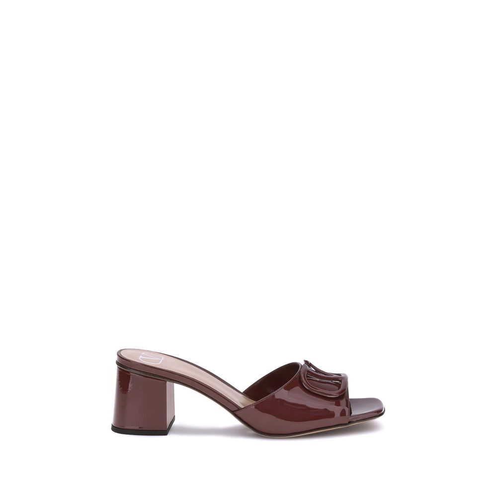 Valentino Garavani Bordeaux Calf Leather Bos Taurus Flat Sandals | Regal Royce