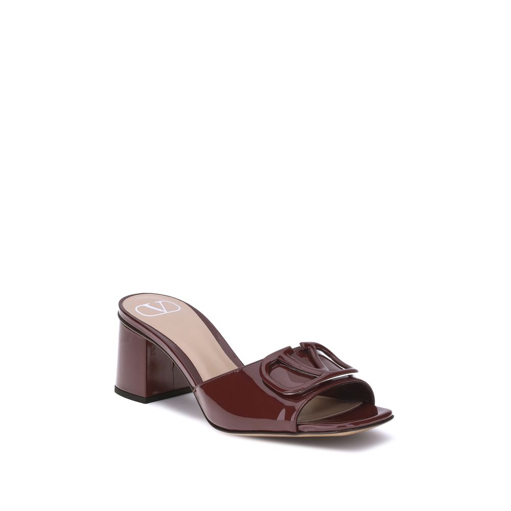 Valentino Garavani Bordeaux Calf Leather Bos Taurus Flat Sandals | Regal Royce
