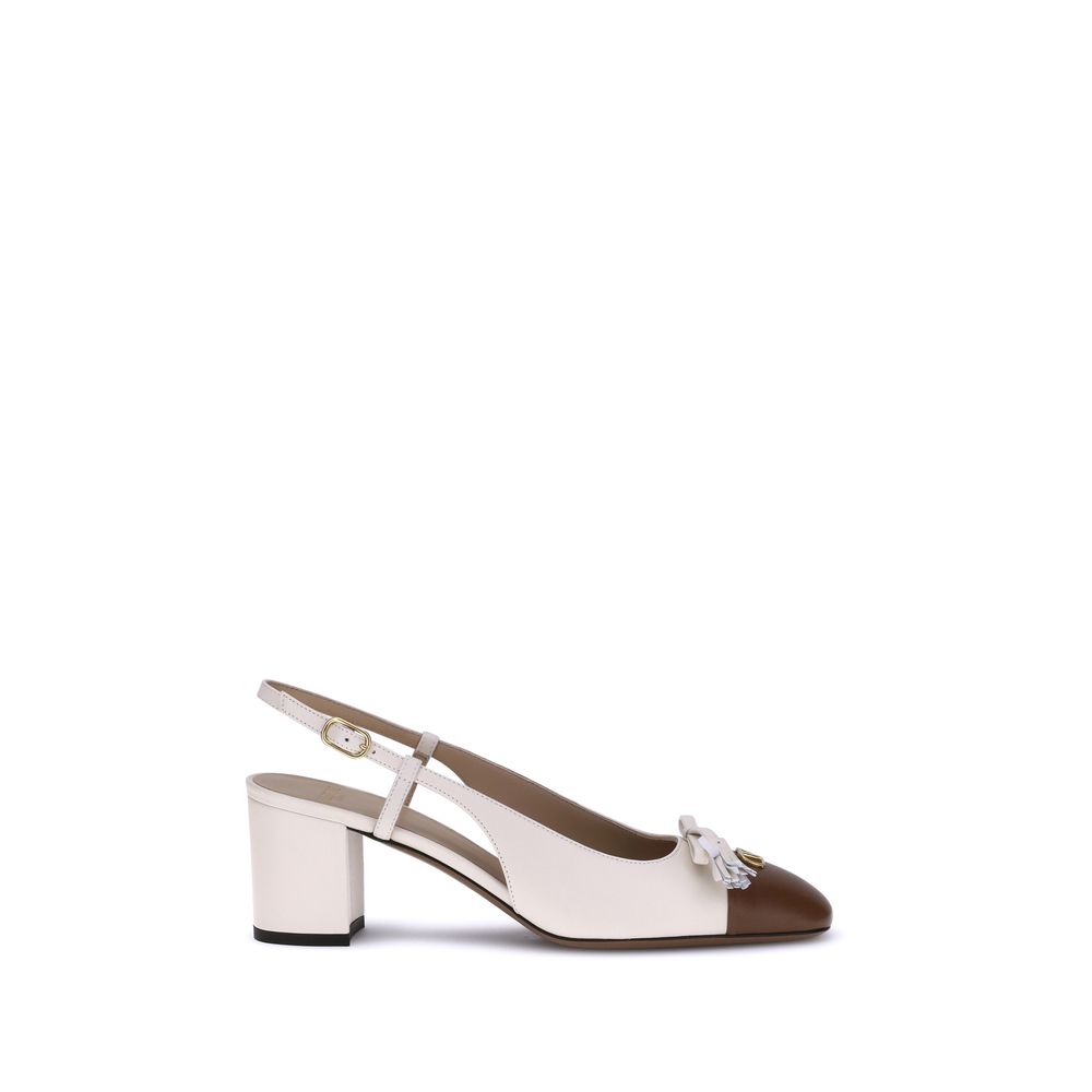 Valentino Garavani White Calf Leather Bos Taurus Mid Heel Pumps | Regal Royce