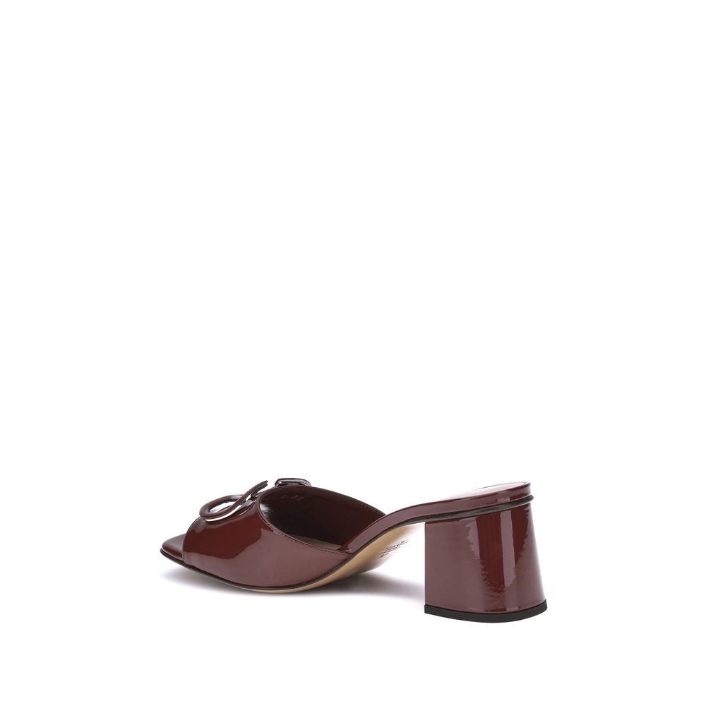 Valentino Garavani Bordeaux Calf Leather Bos Taurus Flat Sandals | Regal Royce