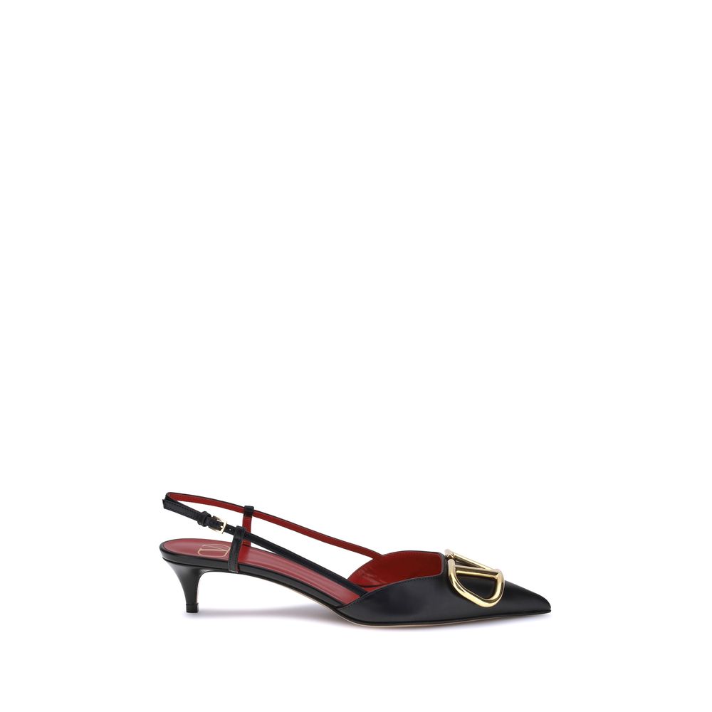 Valentino Garavani Black Calf Leather Bos Taurus Mid Heel Pumps | Regal Royce