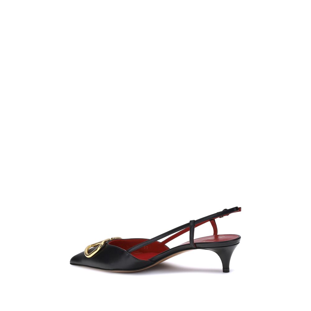 Valentino Garavani Black Calf Leather Bos Taurus Mid Heel Pumps | Regal Royce